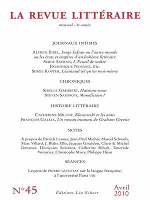cover image of La Revue Littéraire N°45
